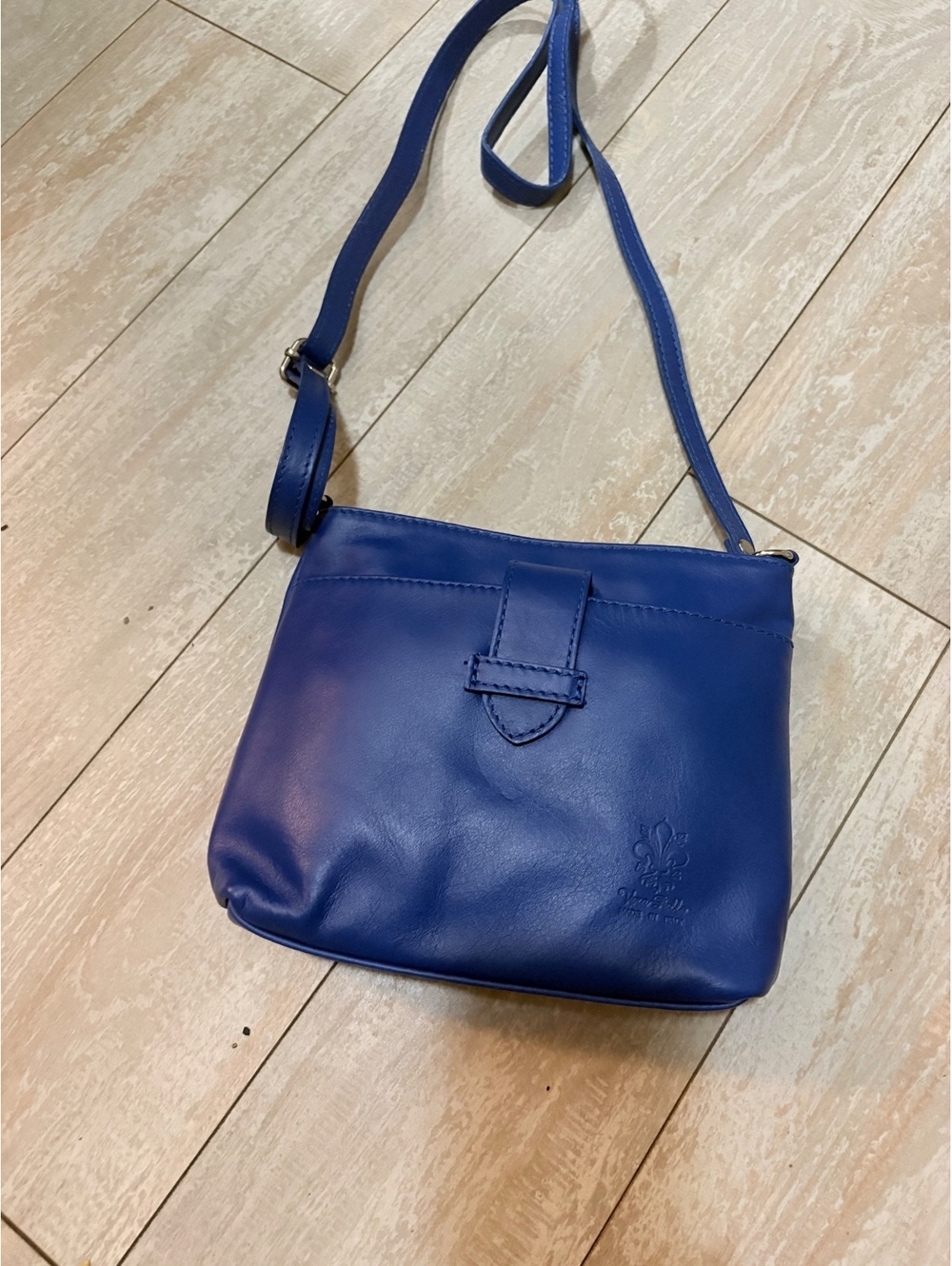 Italian Genuine Leather Crossbody Bag Cobalt Blue Borse in Pelle Made in Italy